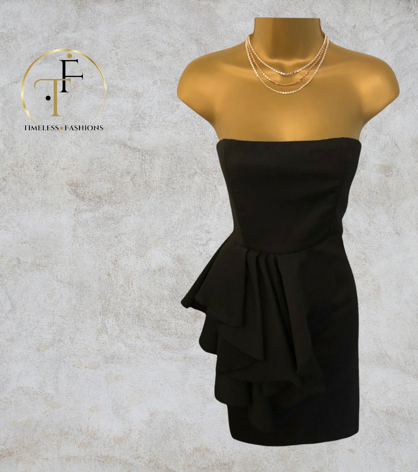 Alice + Olivia Black Strapless Drape Mini Dress UK 8 US 4 EU 36 Timeless Fashions