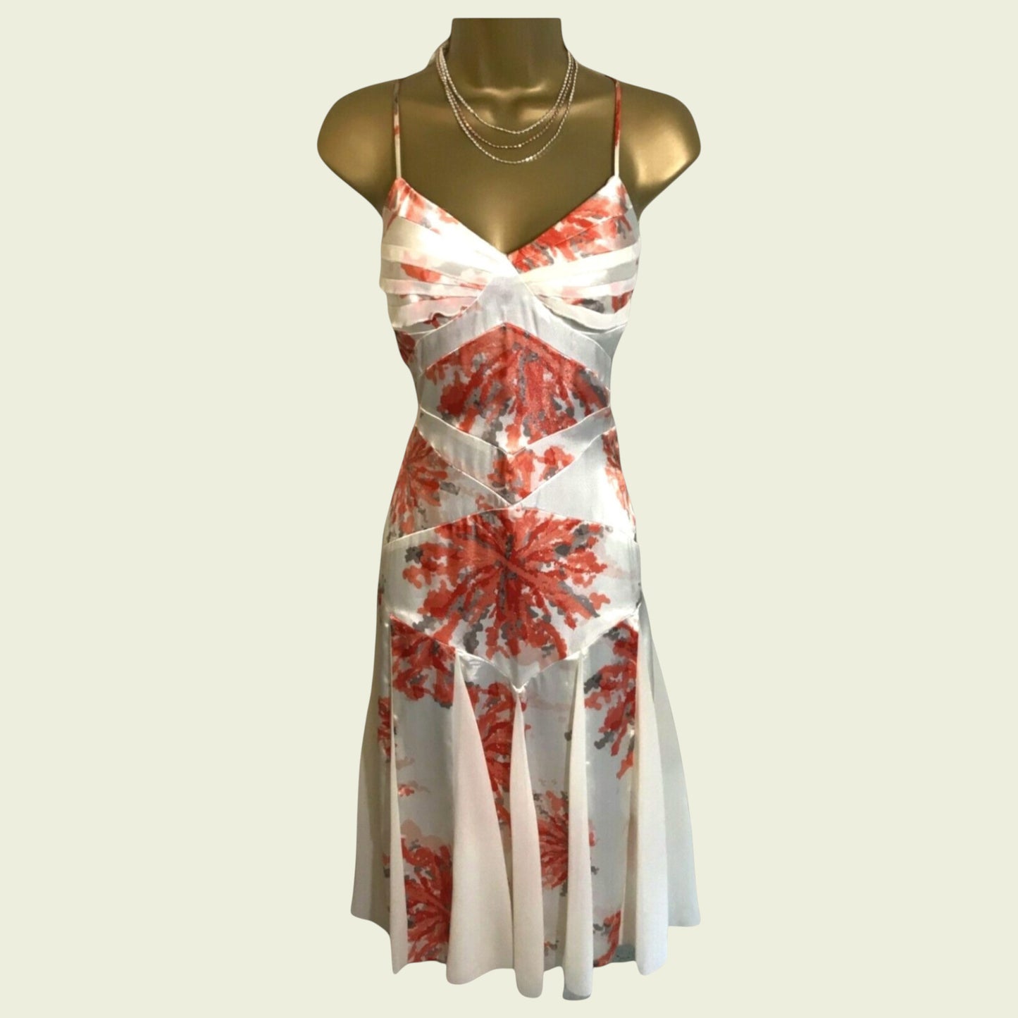 Floral dress on a mannequin against a plain background