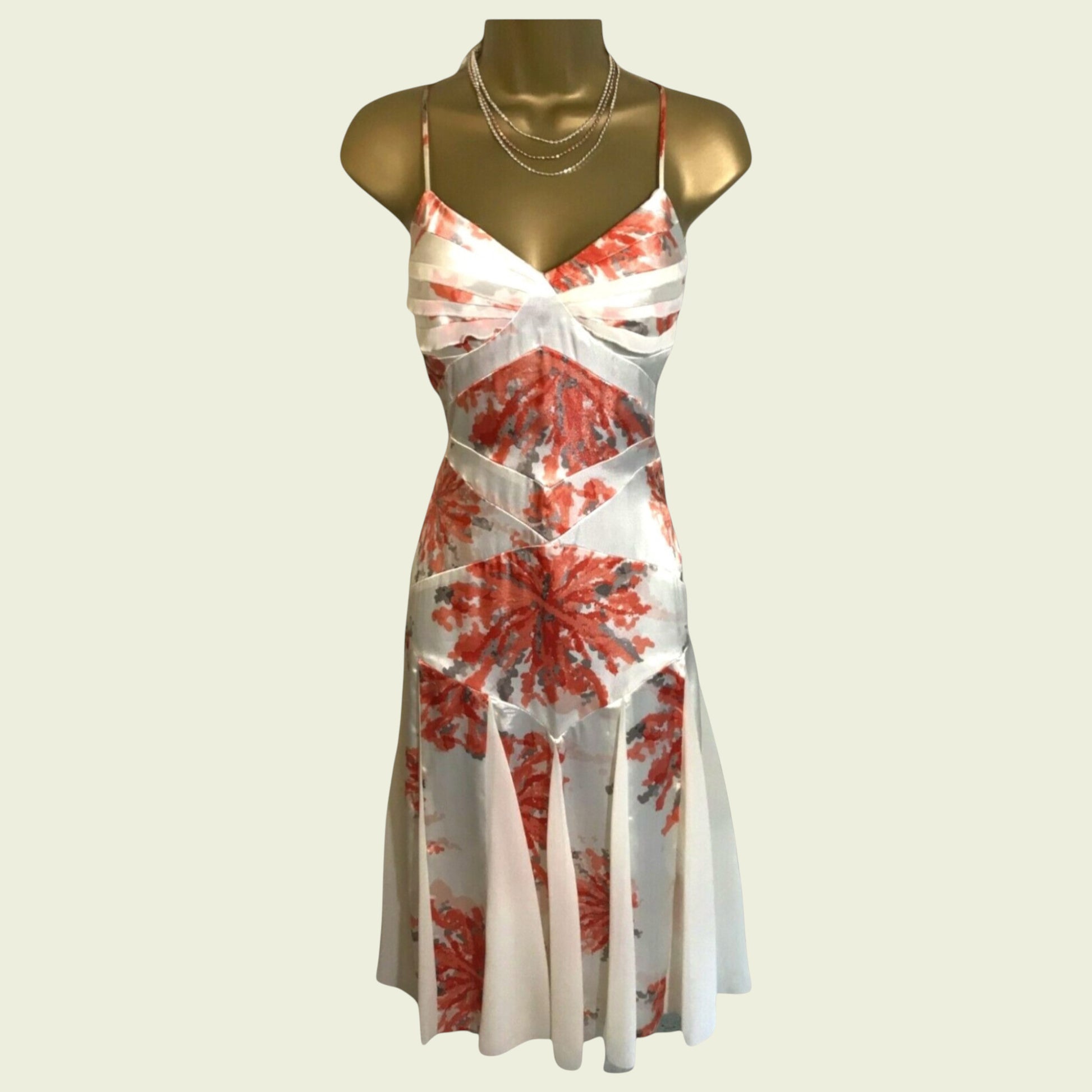 Floral dress on a mannequin against a plain background