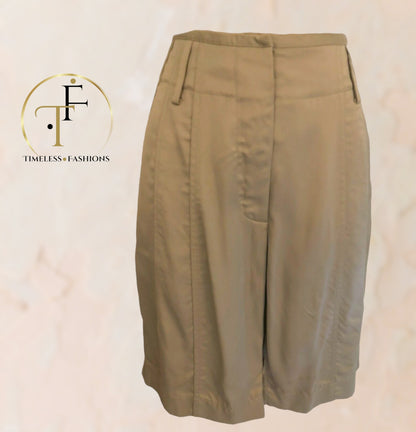 Alexander Wang Pale Khaki Silky Satin Shorts Size UK 12 US 8 EU 40 Timeless Fashions