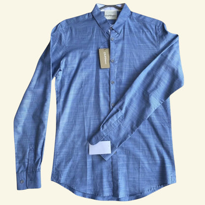 DKNY Mens Pure Check Blue Infinity Long Sleeve Shirt Size XL - Timelessfashions