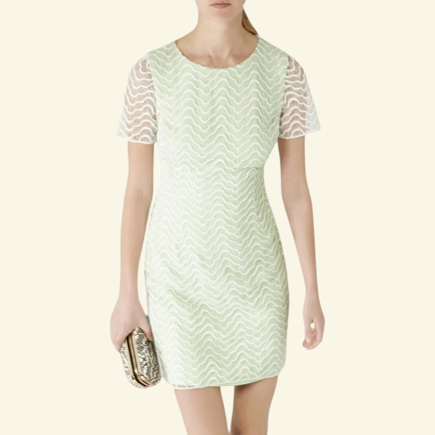 Reiss Soft Mint Green Lark Lace Overlay Dress UK 12 US 8 EU 40 RRP £190 - Timelessfashions
