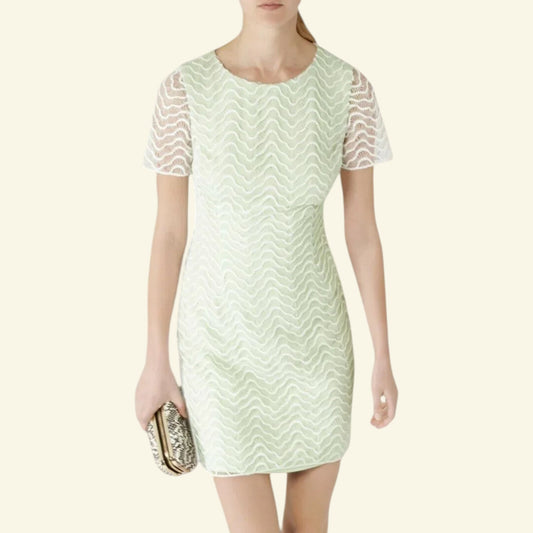 Reiss Soft Mint Green Lark Lace Overlay Dress UK 12 US 8 EU 40 RRP £190 - Timelessfashions