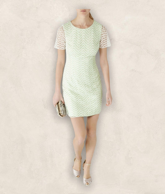 Reiss Soft Mint Green Lark Lace Overlay Dress UK 12 US 8 EU 40 RRP £190 Timeless Fashions