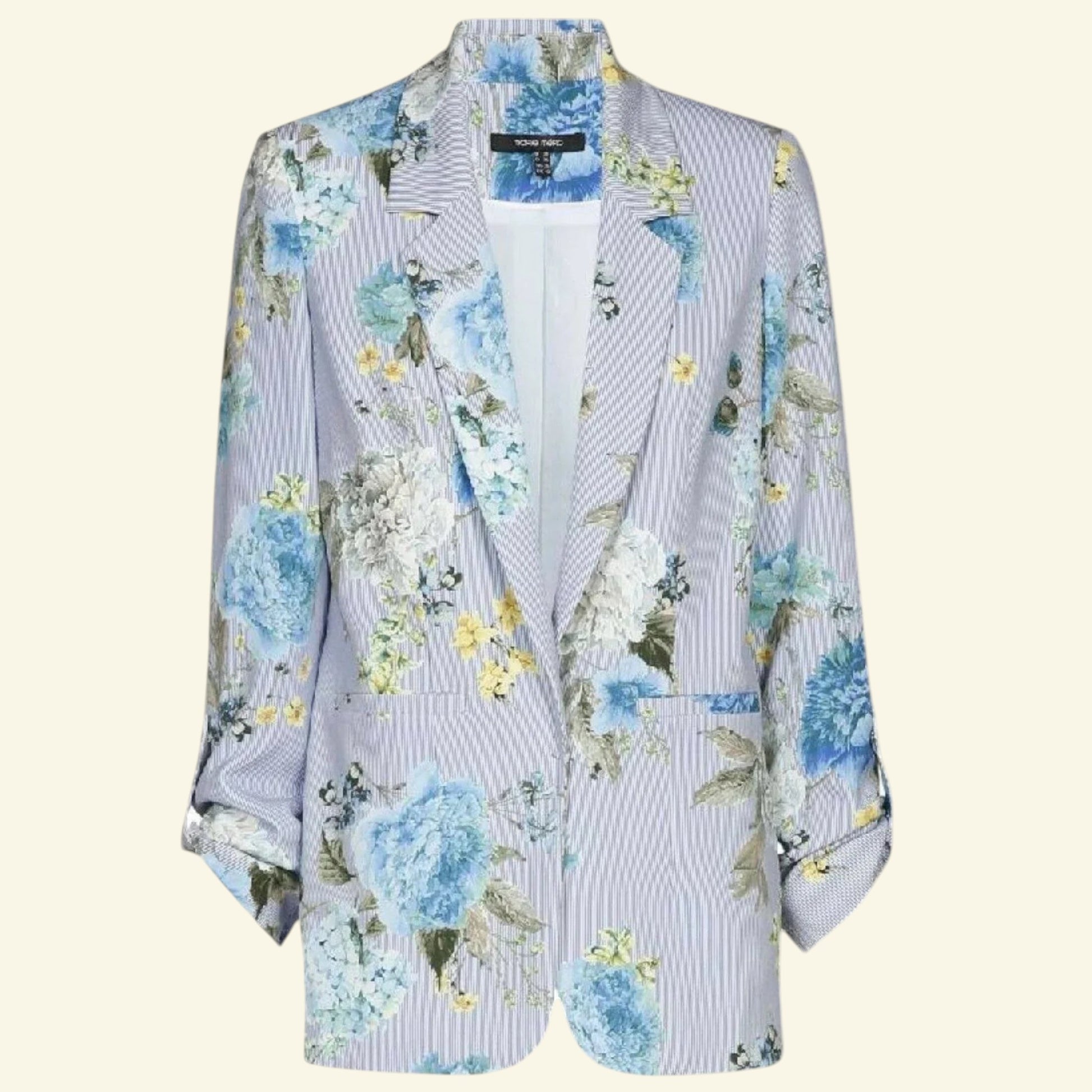 Marie Mero Blue Floral Illusion Jacket Blazer UK 10 US 6 It 42 - Timelessfashions