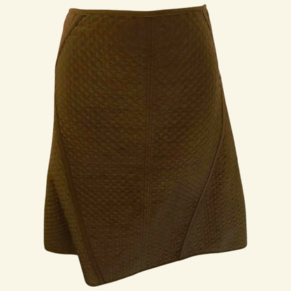 DKNY Brown Quilted A-line Skirt UK 8 US 4 EU 36 - Timelessfashions