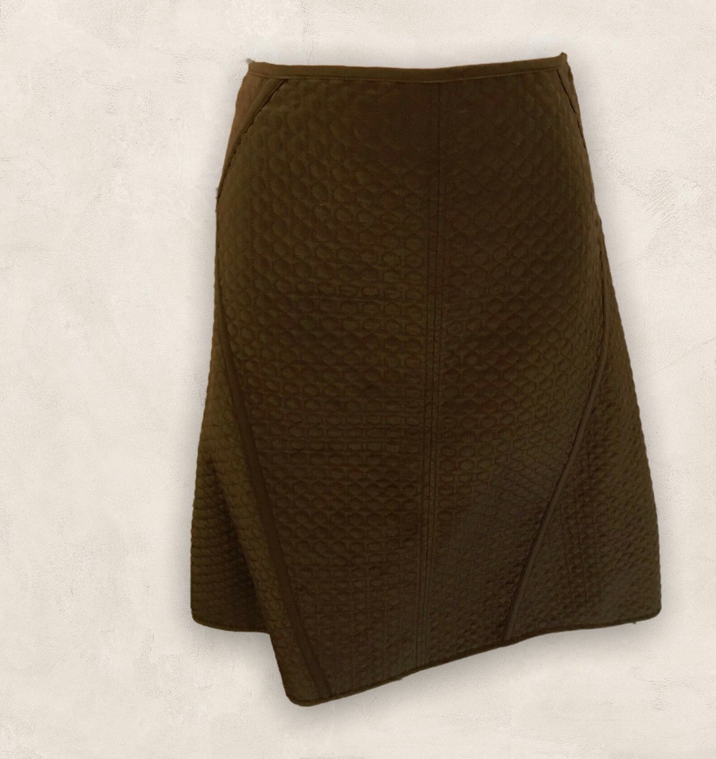 DKNY Brown Quilted A-line Skirt UK 8 US 4 EU 36 Timeless Fashions