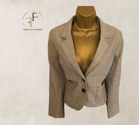 Andersen & Lauth Womens Pale Grey Prince of Wales Check Jacket UK 10 US 6 EU 38 Timeless Fashions