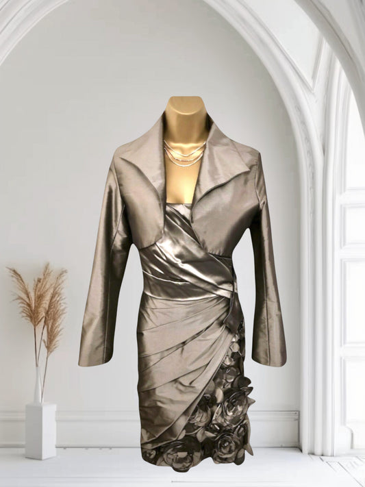 Love by Enzoani Shimmer Grey Wedding Dress Suit UK 10 US 6 EU 38 Timeless Fashions