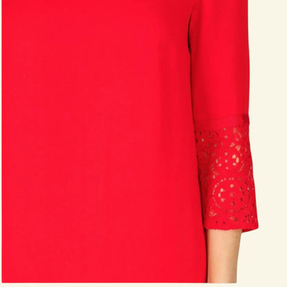 French Connection Red Crepe Half Sleeve Dress UK 12 US 8 EU 40 - Timelessfashions