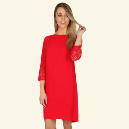 French Connection Red Crepe Half Sleeve Dress UK 12 US 8 EU 40 - Timelessfashions