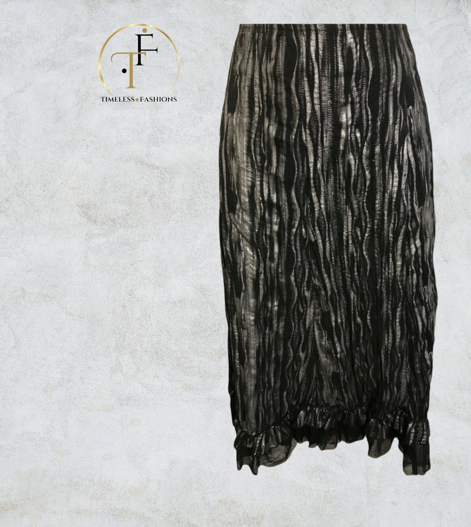 Frank Lyman Black Silver Textured Mesh Trim Skirt UK 14 US 10 EU 42 Timeless Fashions