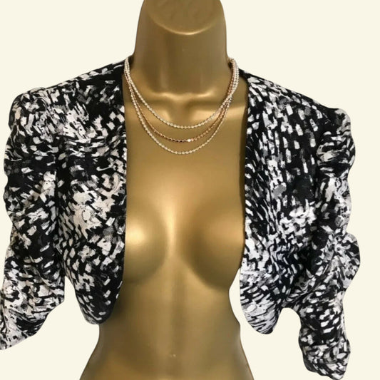 Michaela Louisa Navy & White Ladies Cropped Jacket Bolero Shrug UK 10 US 6 EU 38 - Timelessfashions