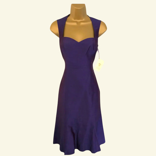 Paule Vasseur Purple Silk Special Occasion Outfit UK 10 US 6 EU 38 - Timelessfashions