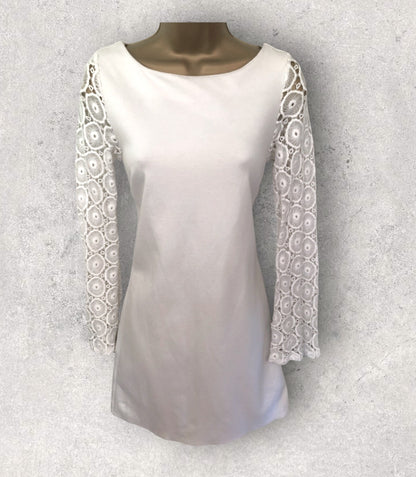Philosophy White Ladies Lace Sleeve Dress Size XS UK 8 US 4 EU 36 Timeless Fashions