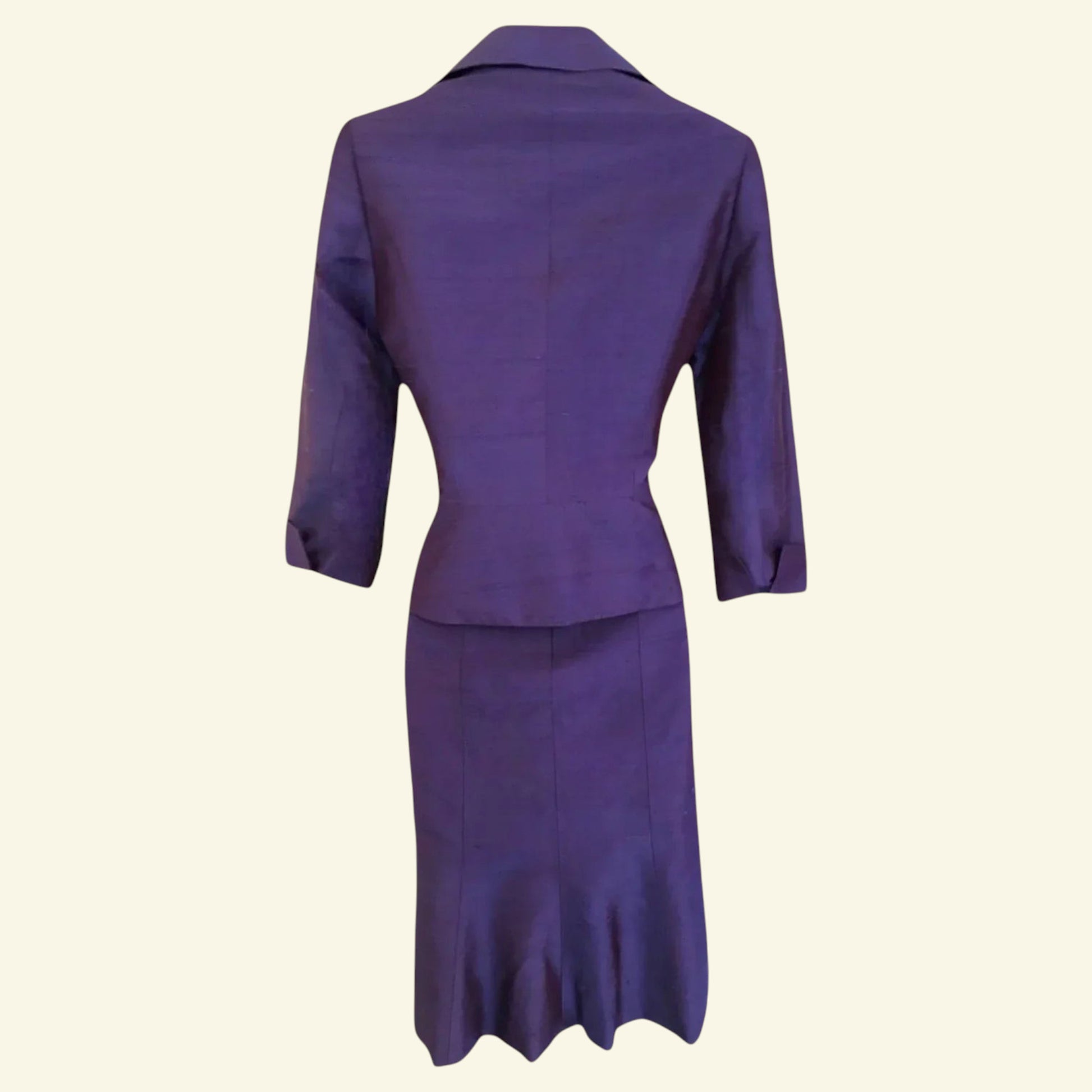 Paule Vasseur Purple Silk Special Occasion Outfit UK 10 US 6 EU 38 - Timelessfashions