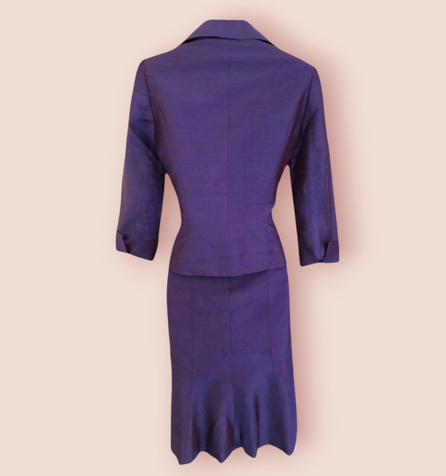 Paule Vasseur Purple Silk Special Occasion Outfit UK 10 US 6 EU 38 Timeless Fashions