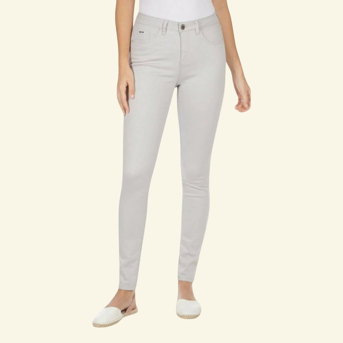 FDJ French Dressing Jeans Pale Grey Olivia Slim Leg UK 8 US 4 EU 36 - Timelessfashions