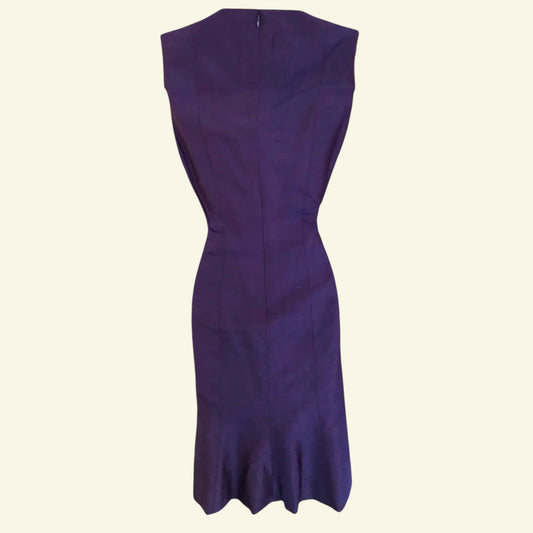 Paule Vasseur Purple Silk Special Occasion Outfit UK 10 US 6 EU 38 - Timelessfashions