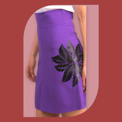 Just Cavalli Ladies Purple & Black A-Line Mini Skirt UK 12 EU 40 IT 44 Timeless Fashions
