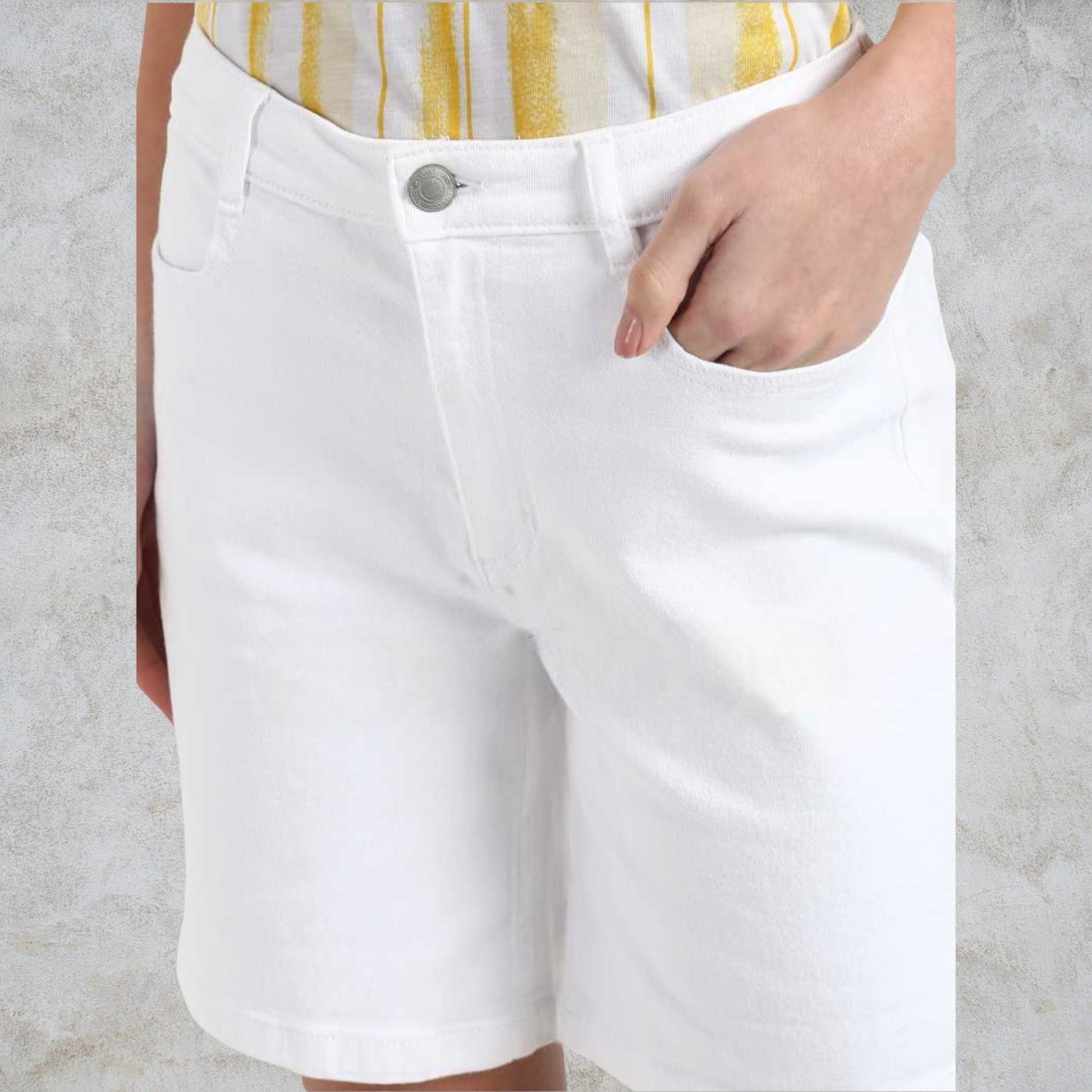 Pomodoro White Stretch Cotton Shorts UK 18 US 14 EU 46 RRP £59.95 BNWT Timeless Fashions