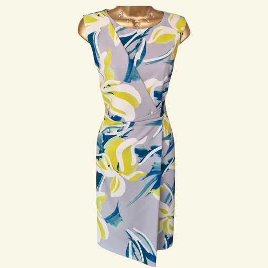 Michaela Louisa Grey, Multicolour Sleeveless Floral Print Shift Dress UK 12 US 8 EU 40 - Timelessfashions
