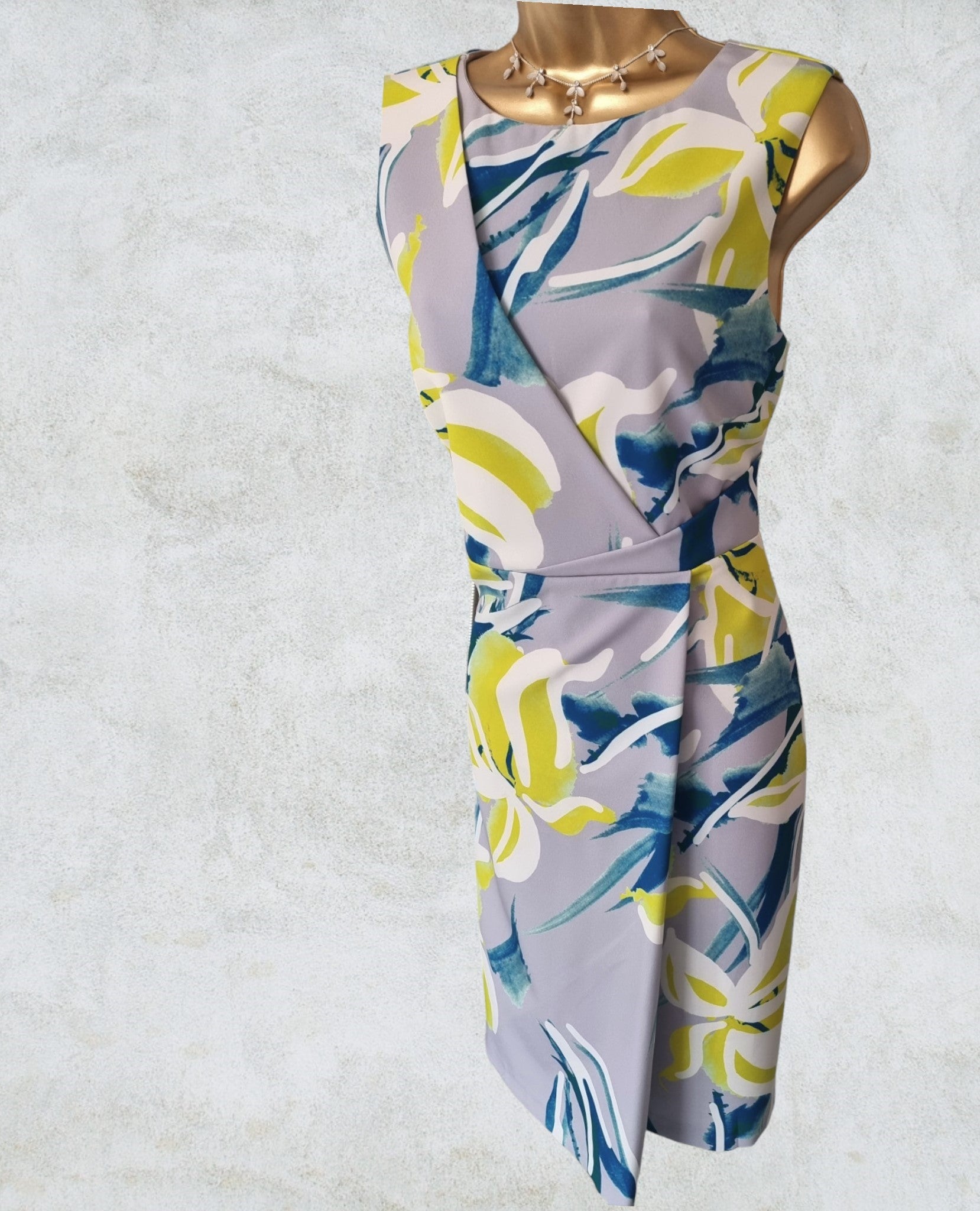 Michaela Louisa Grey, Multicolour Sleeveless Floral Print Shift Dress UK 12 US 8 EU 40 BNWT RRP £145 Timeless Fashions