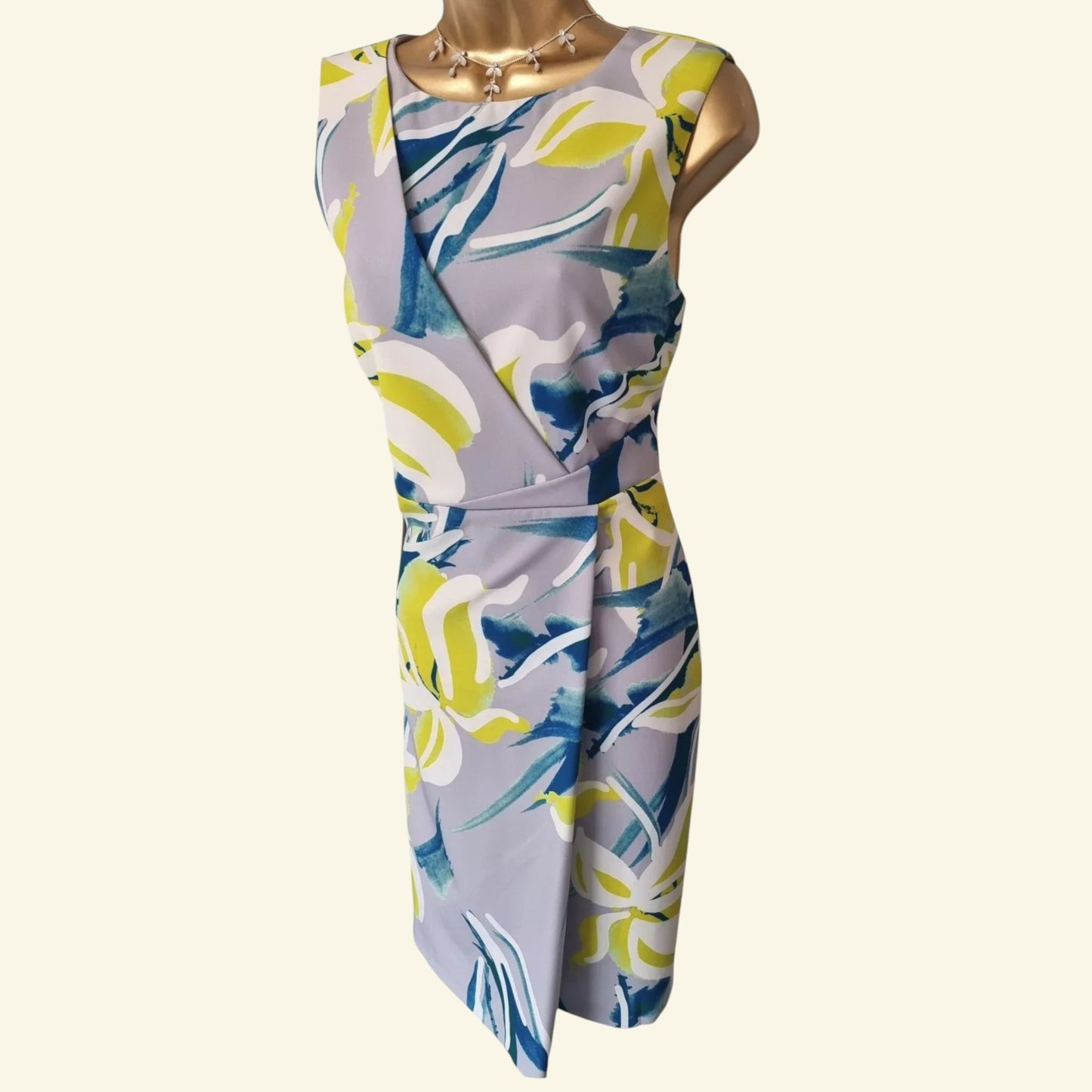 Michaela Louisa Grey, Multicolour Sleeveless Floral Print Shift Dress UK 12 US 8 EU 40 - Timelessfashions