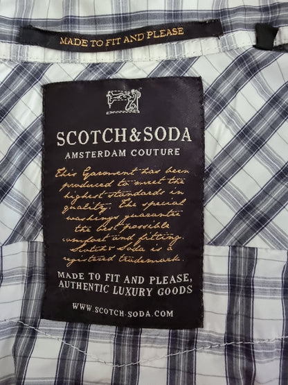 Scotch & Soda Blue & White Cotton Check Mens Shirt Size L - Timelessfashions