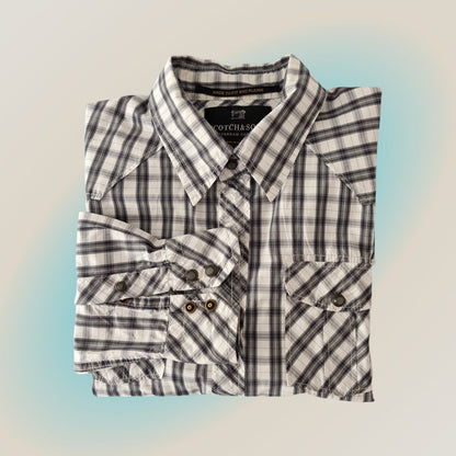 Scotch & Soda Blue & White Cotton Check Mens Shirt Size L - Timelessfashions