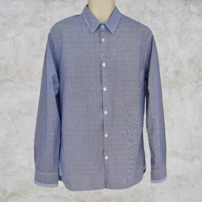 Scotch & Soda Blue & White Oxford Collar Cotton Check Mens Shirt Size M Timeless Fashions