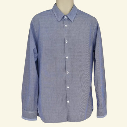Scotch & Soda Blue & White Oxford Collar Cotton Check Mens Shirt Size M - Timelessfashions