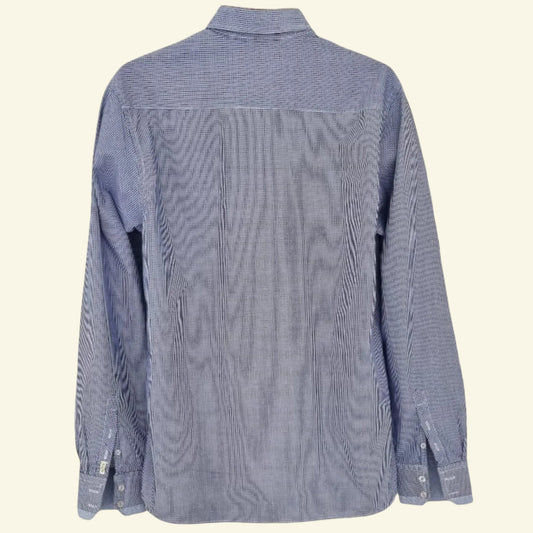 Scotch & Soda Blue & White Oxford Collar Cotton Check Mens Shirt Size M - Timelessfashions