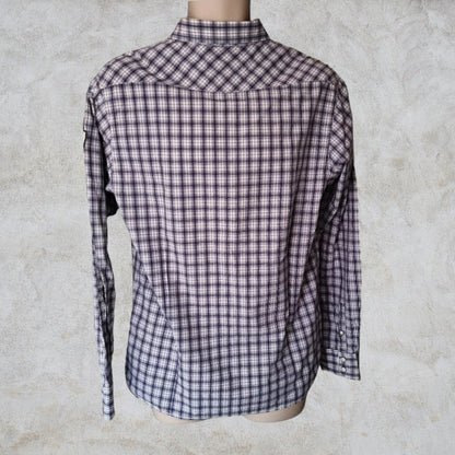 Scotch & Soda Blue & White Cotton Check Mens Shirt Size L Timeless Fashions