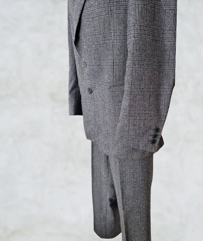 Bespoke Italian Tailored GreyTwo Piece Suit In Prince of Wales Check. Timeless Fashions