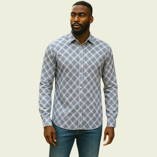 Ted Baker Mens Long Sleeve Blue & White Check Shirt. Size 6 - Timelessfashions