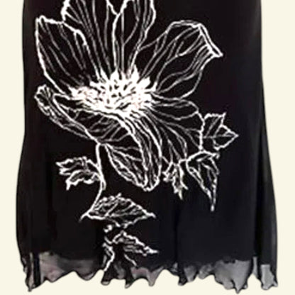 Valentino Jeans Women's Black & White Floral Chiffon Skirt  UK 12 EU 40 US 8 IT 44