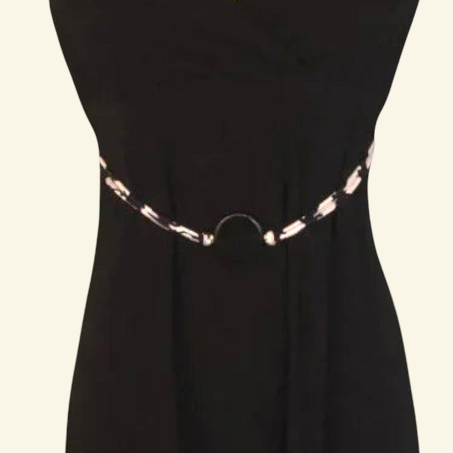 Timelessfashions Black midi dress with adjustable straps, V-neck, belted waist, and FERAUD Paris button detail. Viscose blend.