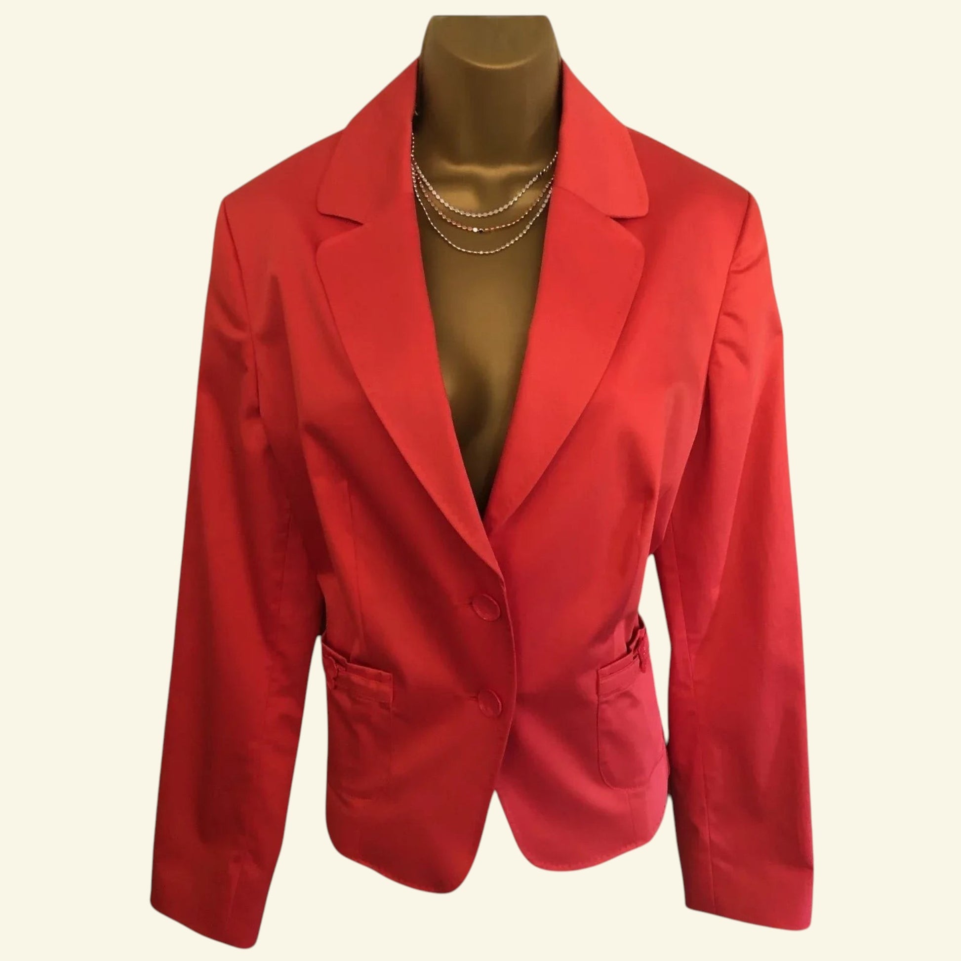 Marie Mero coral cotton blazer jacket with buttons and front pockets. UK 14.