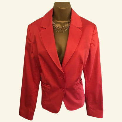 Marie Mero coral cotton blazer jacket with buttons and front pockets. UK 14.