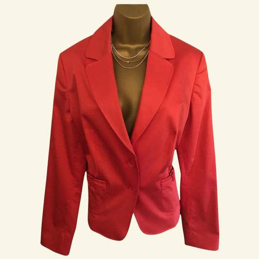 Marie Mero coral cotton blazer jacket with buttons and front pockets. UK 14.