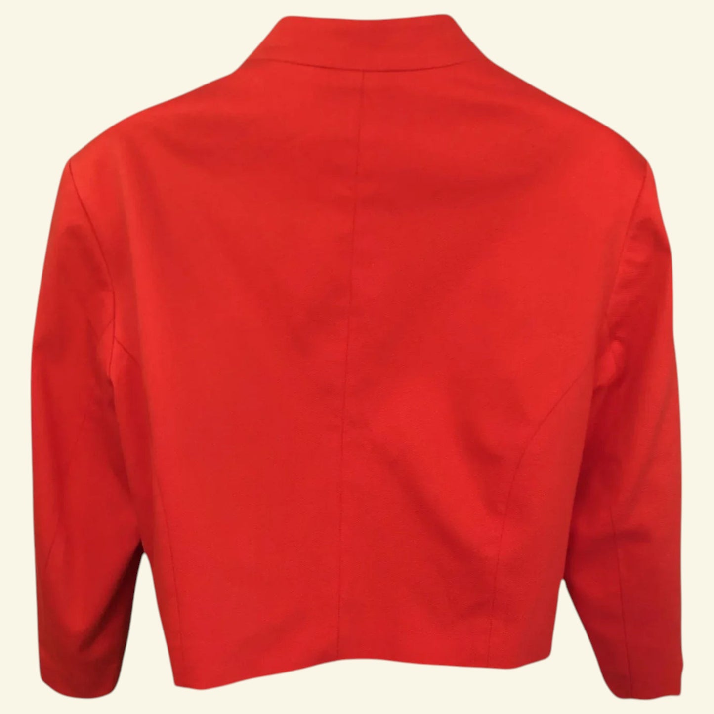 Timelessfashions Libra coral short formal jacket, 97% cotton, 3% elastane. Cropped length with 3/4 sleeves.