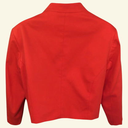 Timelessfashions Libra coral short formal jacket, 97% cotton, 3% elastane. Cropped length with 3/4 sleeves.