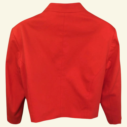 Timelessfashions Libra coral short formal jacket, 97% cotton, 3% elastane. Cropped length with 3/4 sleeves.