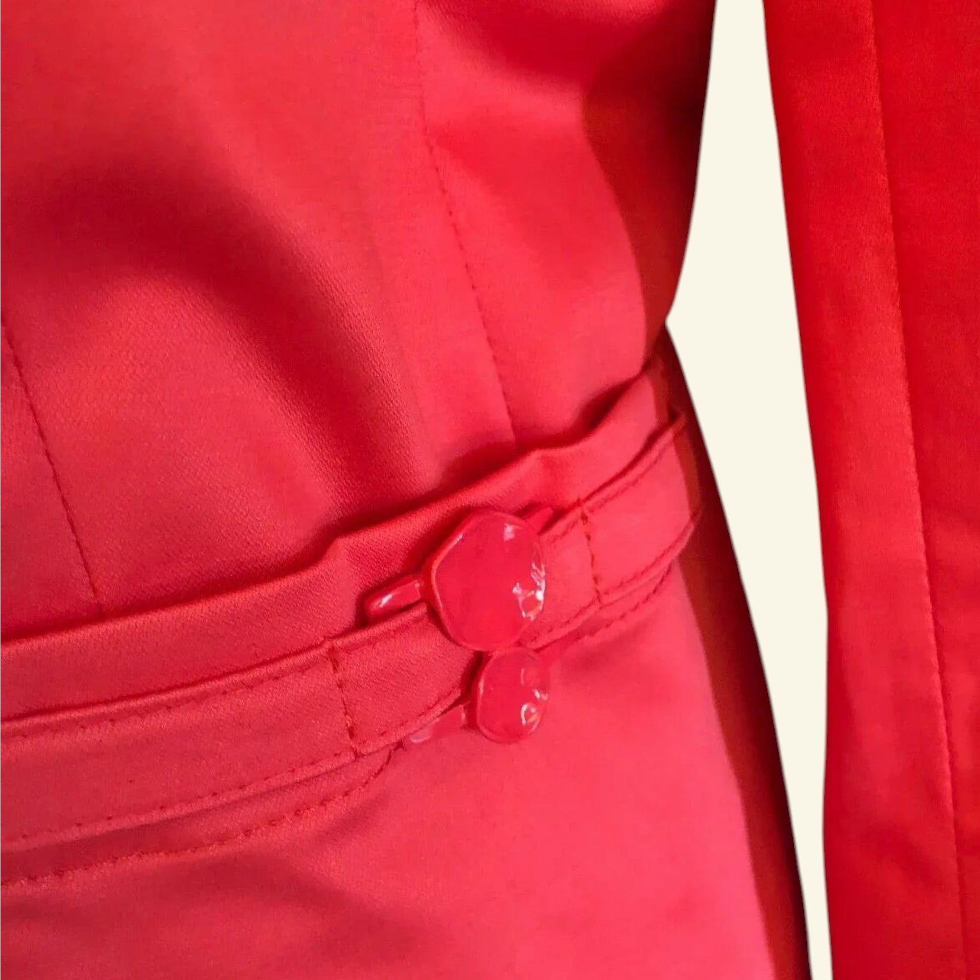 Timelessfashions Marie Mero coral cotton blazer with button details and front pockets. UK 14.