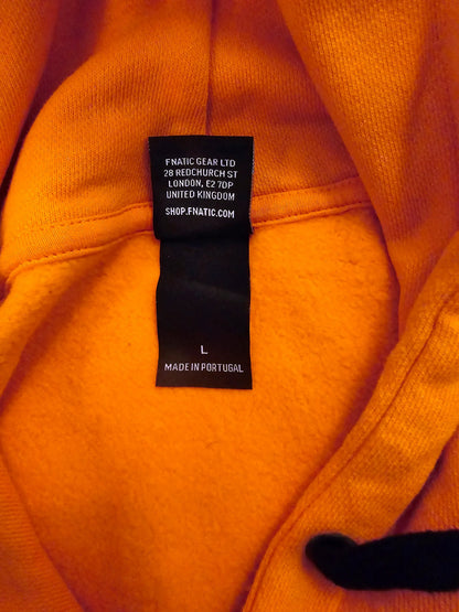 Timelessfashions Fnatic orange unisex core hoodie, size L, made from 100% cotton with a central logo.