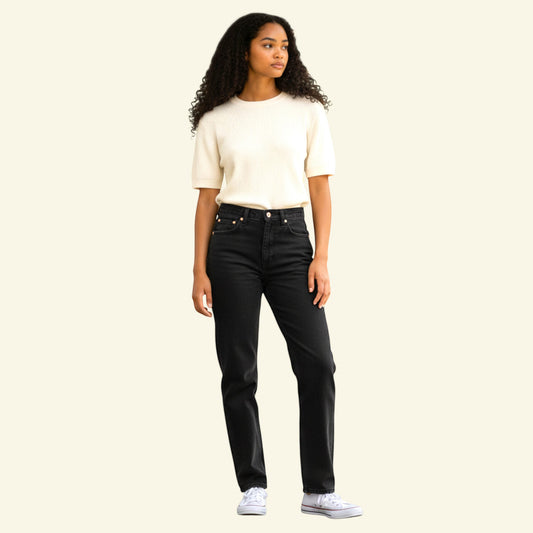 Timelessfashions Versace womens skinny black cotton jeans, size UK 6, US 2, EU 34. High-waisted with a flattering silhouette.