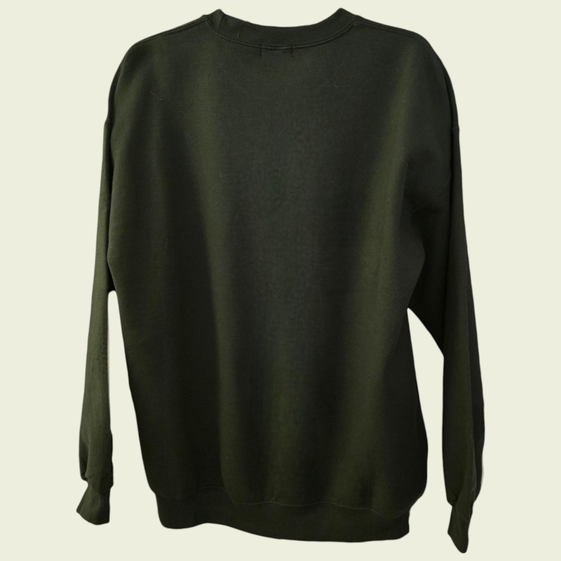 Dark green sweatshirt on a beige background