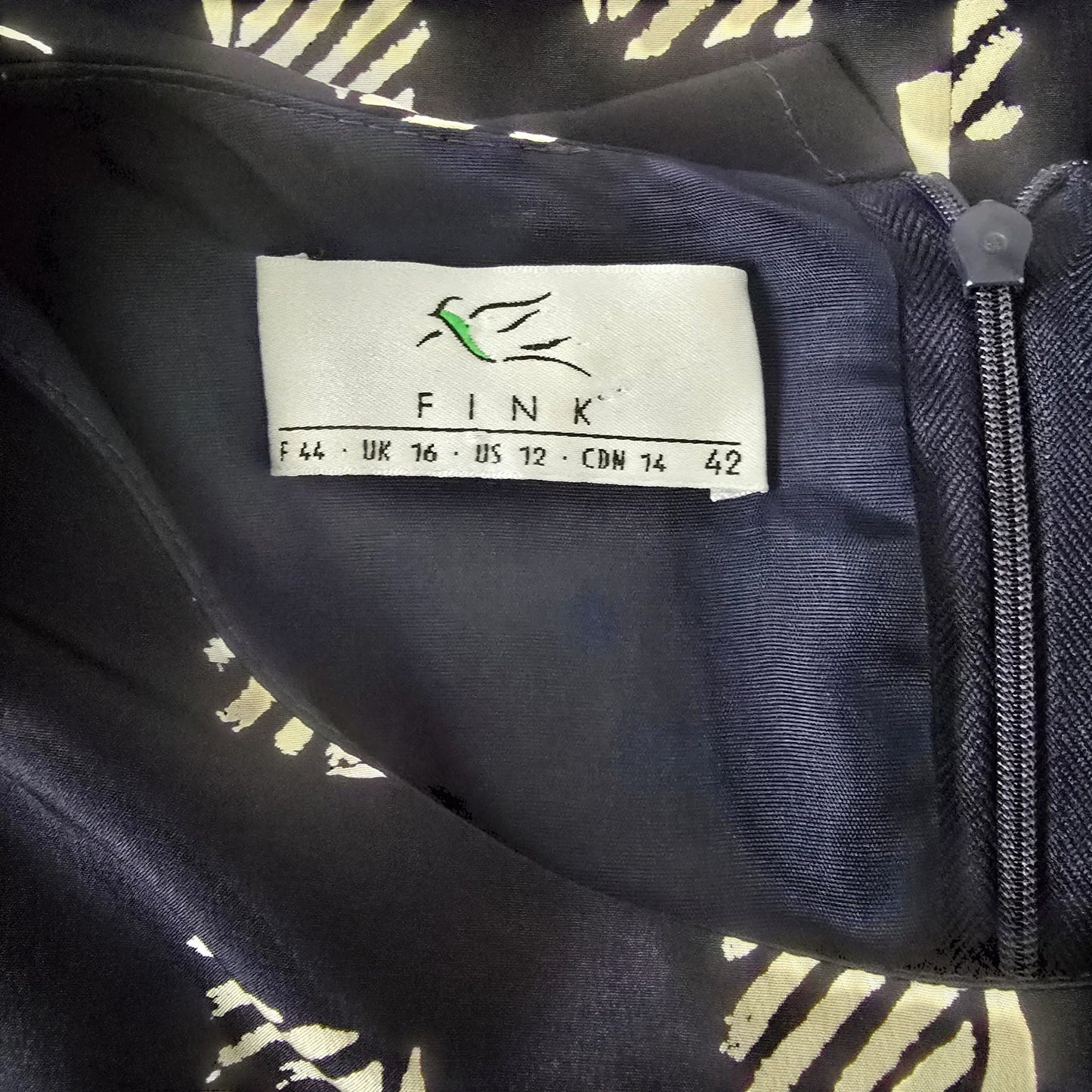 Fink Vintage Navy & White Dress With Attached Over Shirt UK 16 US 12 EU 44 - Timelessfashions