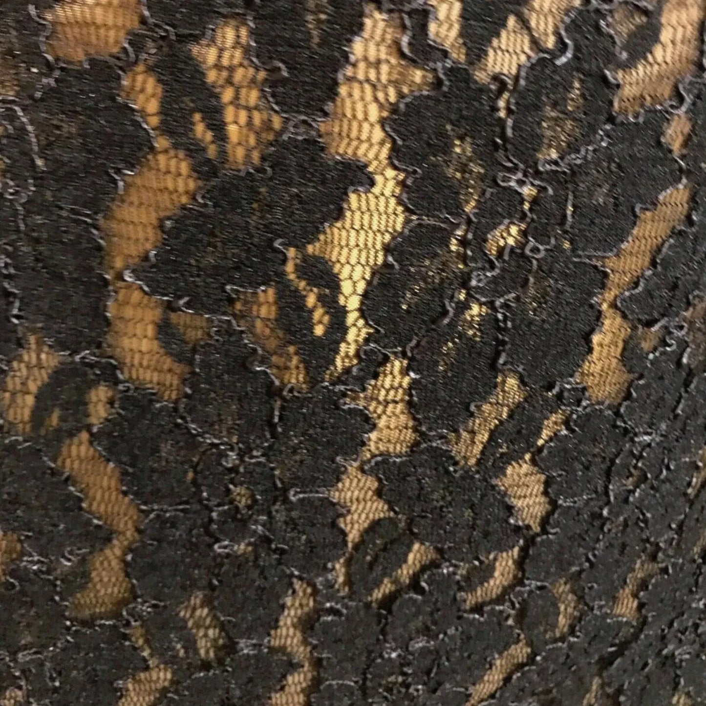 Ronit Zilkha Gold & Black Lace Pencil Skirt UK 16 US 12 EU 44 - Timelessfashions
